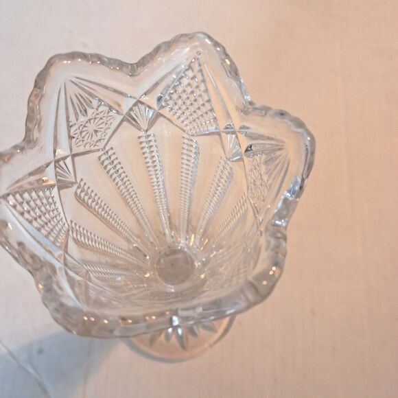Clear Cut Glass Trumpet Footed Bud Vase 8.5" - Picture 7 of 13